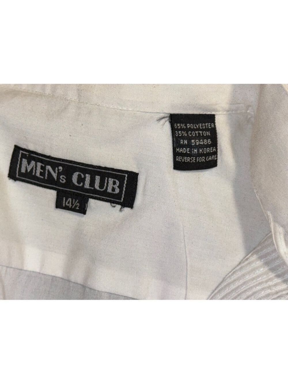 A white shirt. Mens size 14 1/2. Poly-cotton Korea decorated for what? ￼ - Picture 7 of 15
